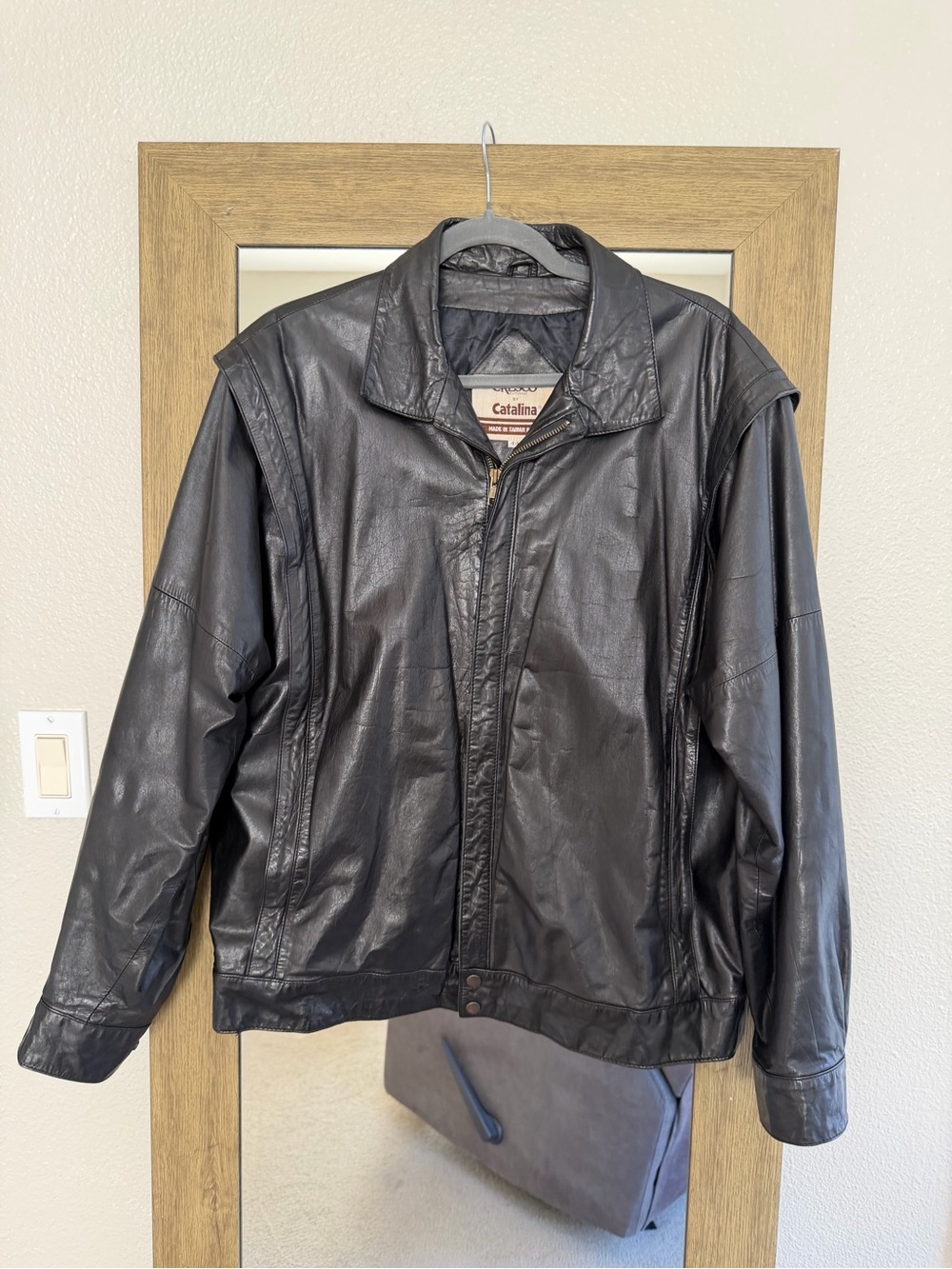 Vintage Cresco by Catalina Black Leather Bomber Jacket 70s 80s
